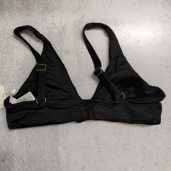 Andie Belmar Top Black Bikini Swimwear Bathing Suit Twisted V Neck Size M New - Picture 3 of 10